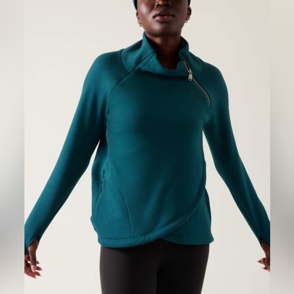 Athleta Sweaters - Athleta Cozy Karma Asym Pullover in Dark Sardinia Blue Size L NWT